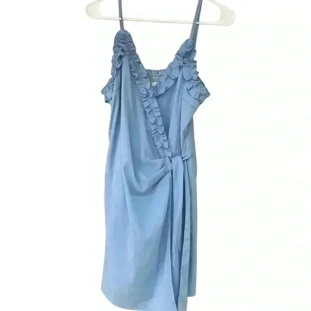 Lost + Wander Bella Ruffle Mini Dress In blue size M adjustable straps w/liner - Picture 5 of 12